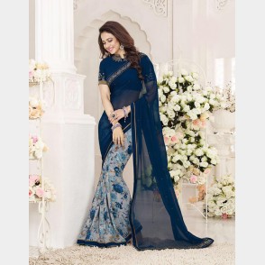 Vinay’s soft Printed Georgette Sharee with beautiful embroidered blouse piece as attached picture